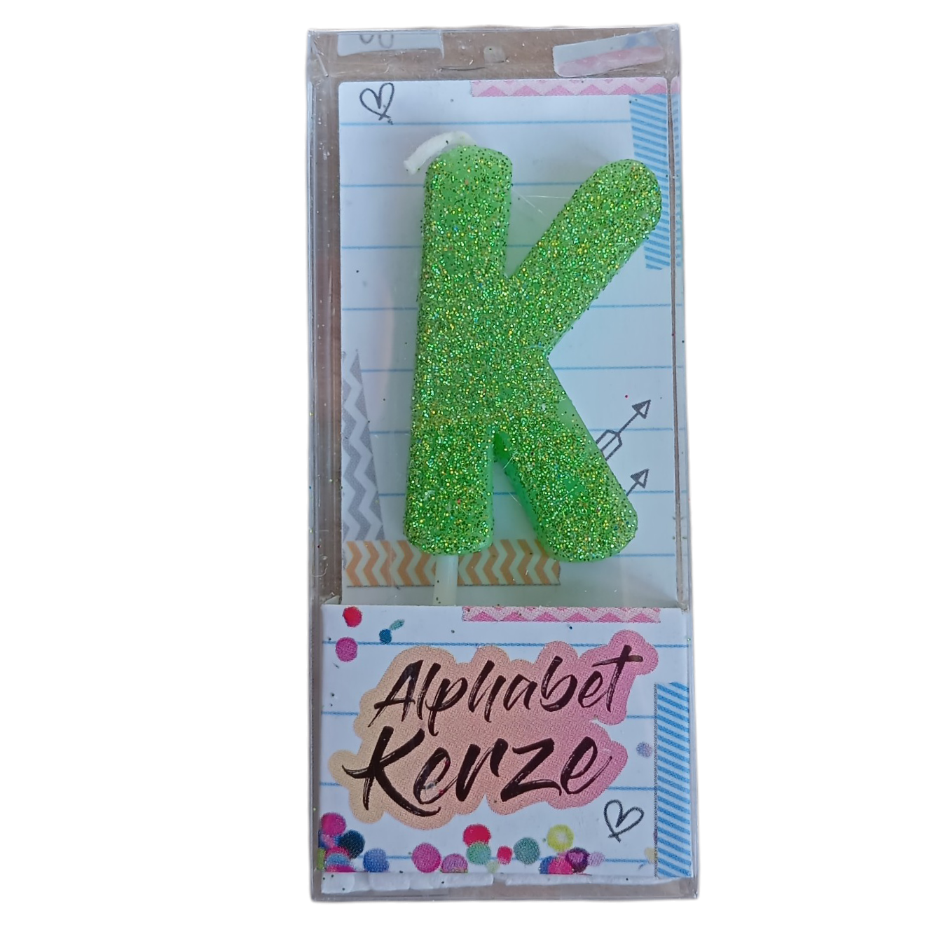 Bougie d’anniversaire alphabet lettre K à paillettes