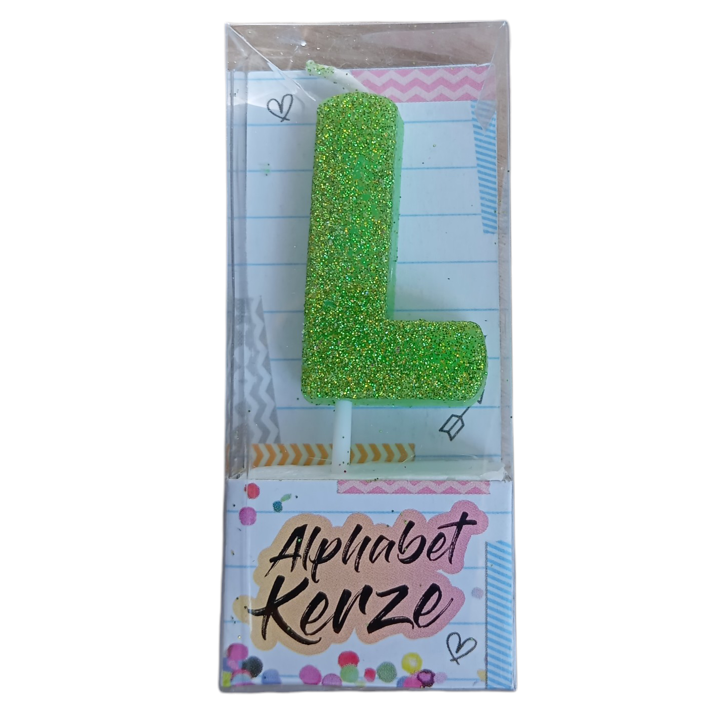 Bougie d’anniversaire alphabet lettre L à paillettes