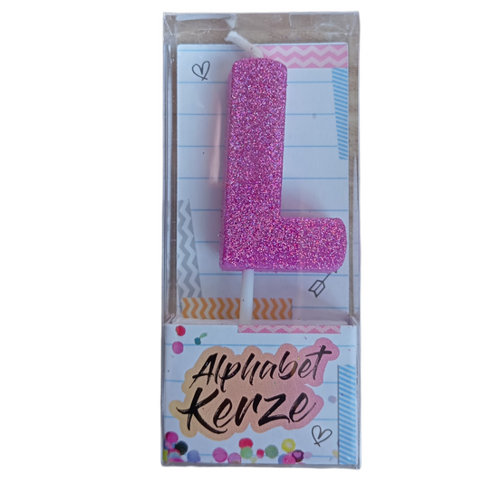 Bougie d’anniversaire alphabet lettre L à paillettes