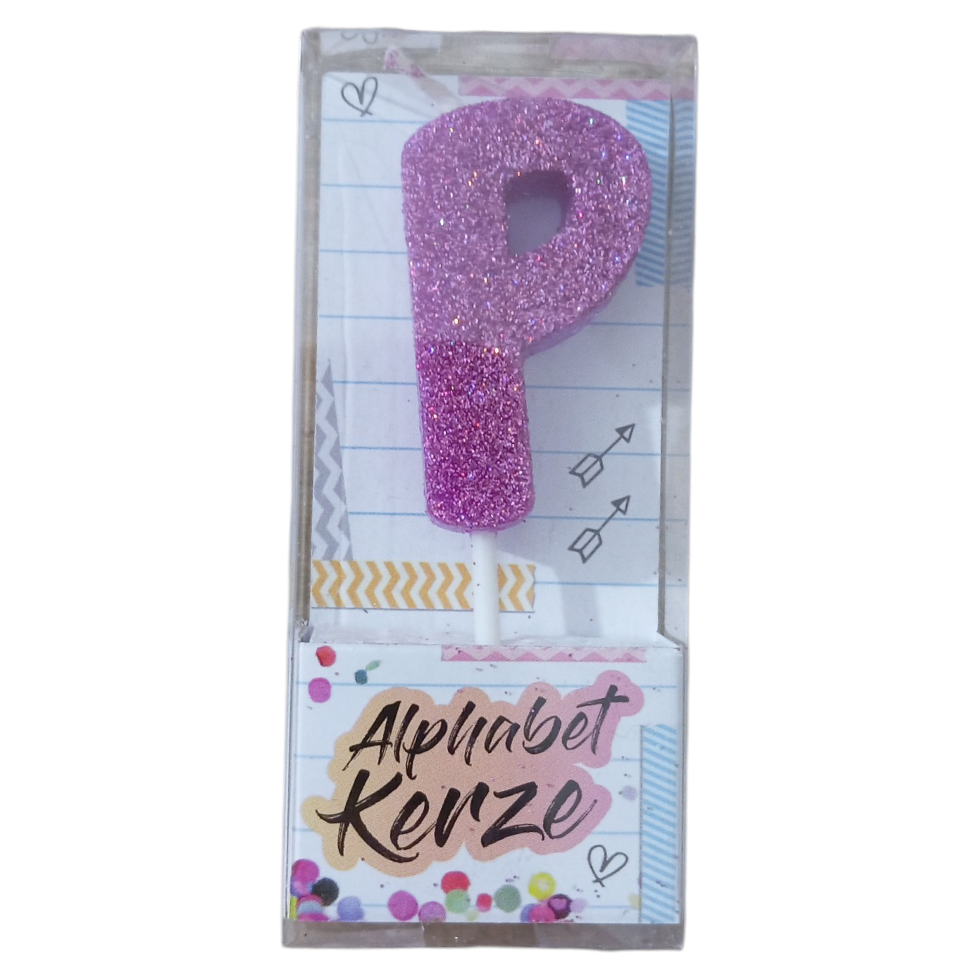 Bougie d’anniversaire alphabet lettre P à paillettes