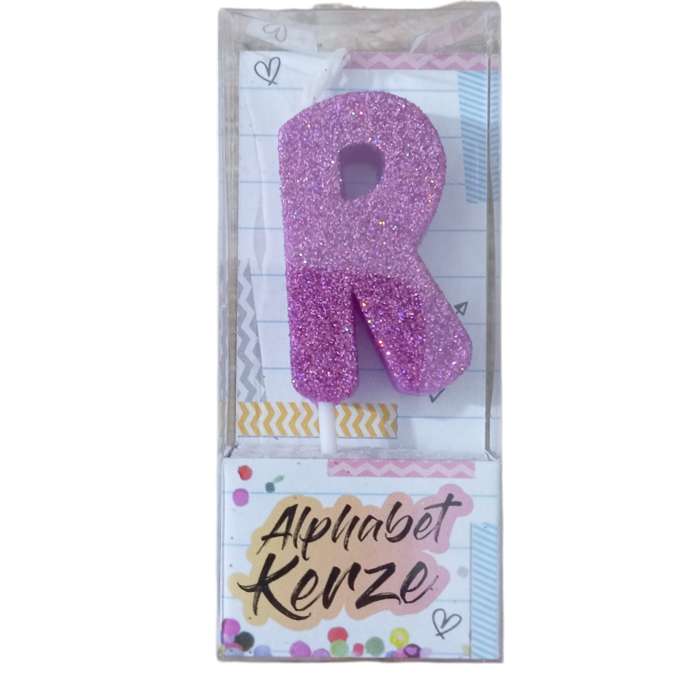 Bougie d’anniversaire alphabet lettre R à paillettes
