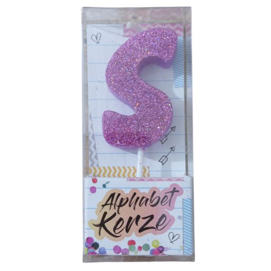 Bougie d’anniversaire alphabet lettre S à paillettes