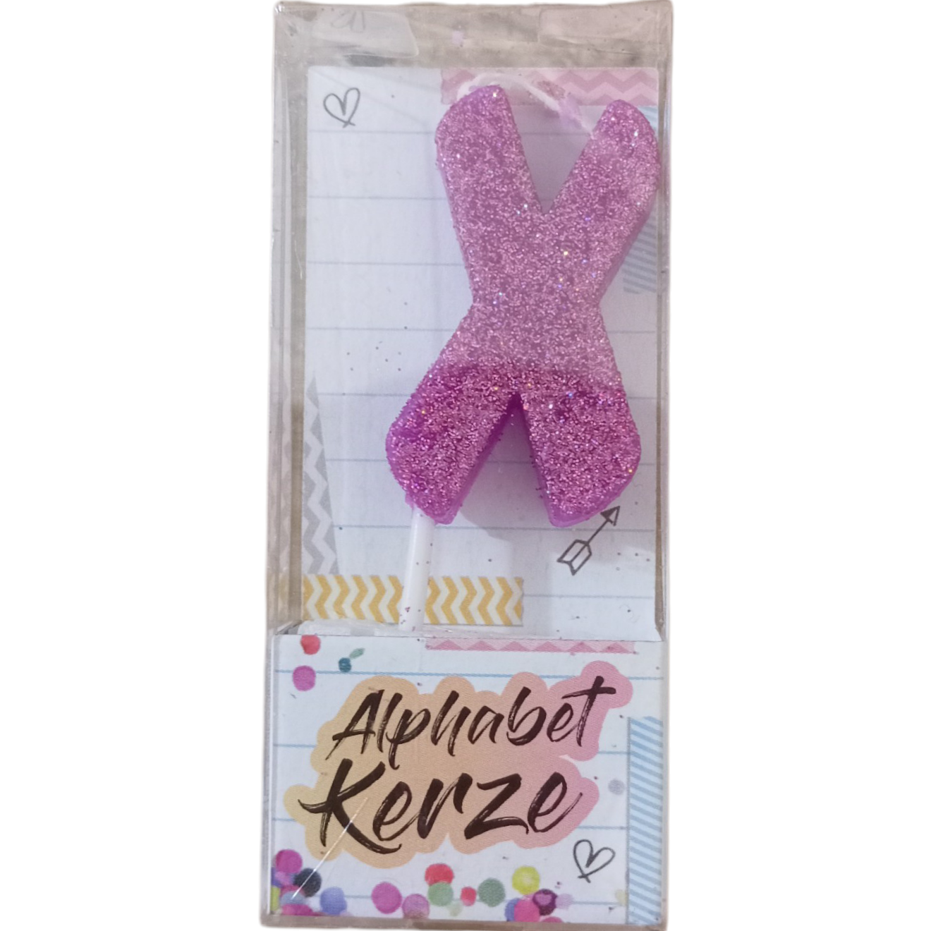 Bougie d’anniversaire alphabet lettre X à paillettes