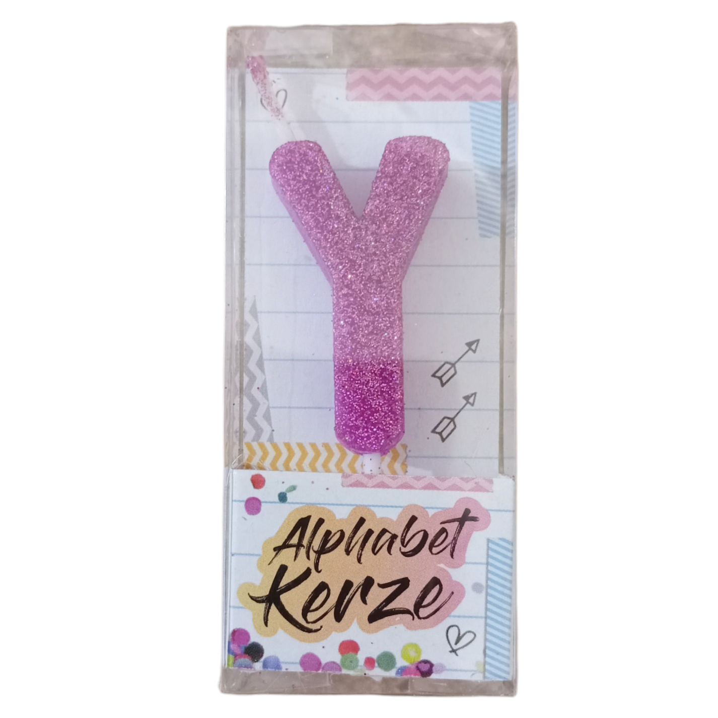 Bougie d'anniversaire alphabet lettre Y à paillettes