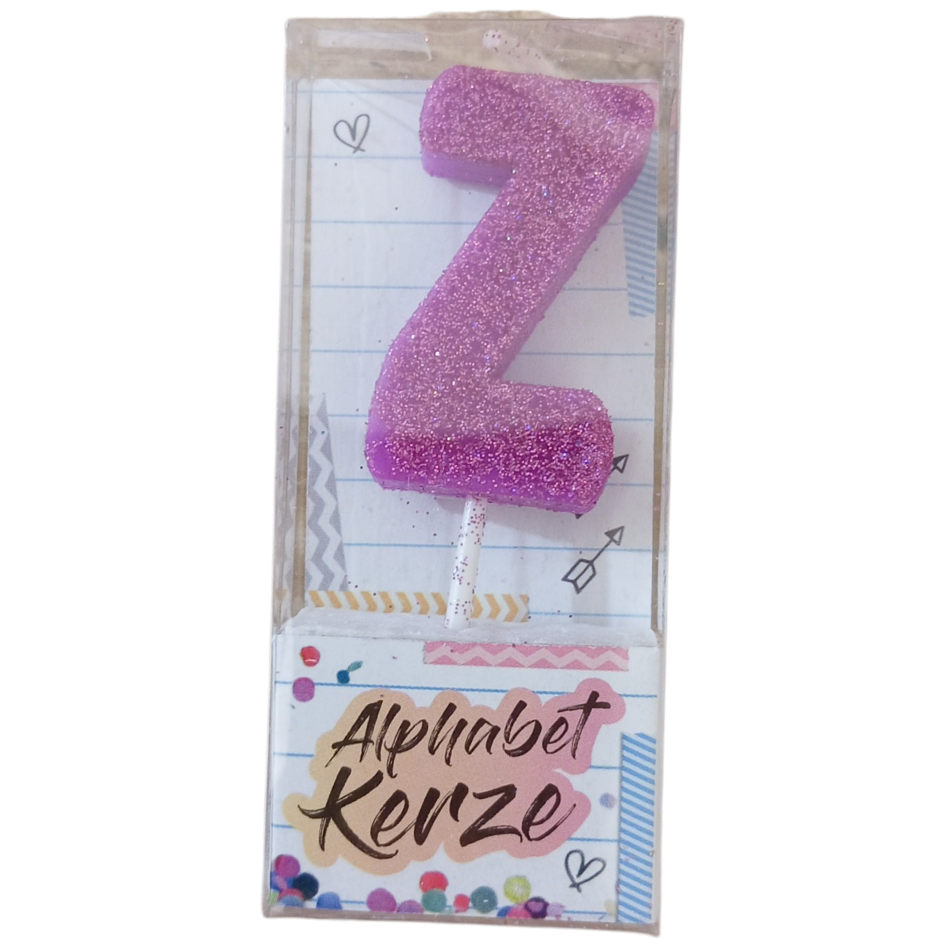 Bougie d’anniversaire alphabet lettre Z à paillettes