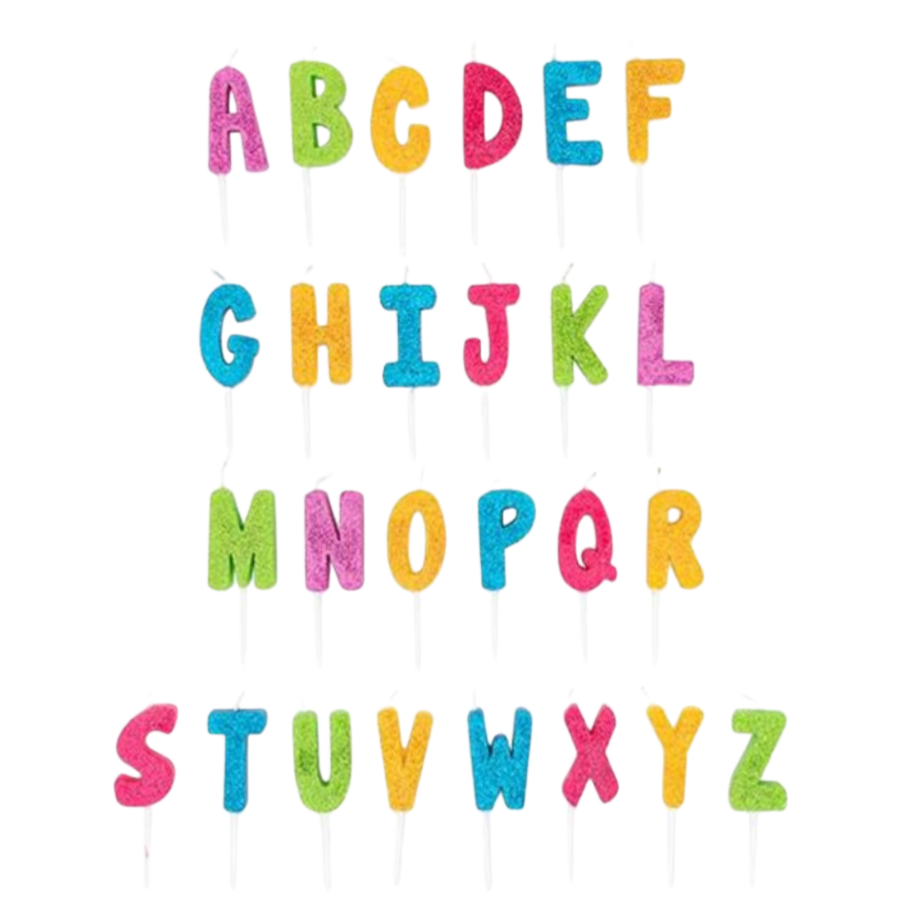 Bougie d’anniversaire alphabet lettre A à paillettes