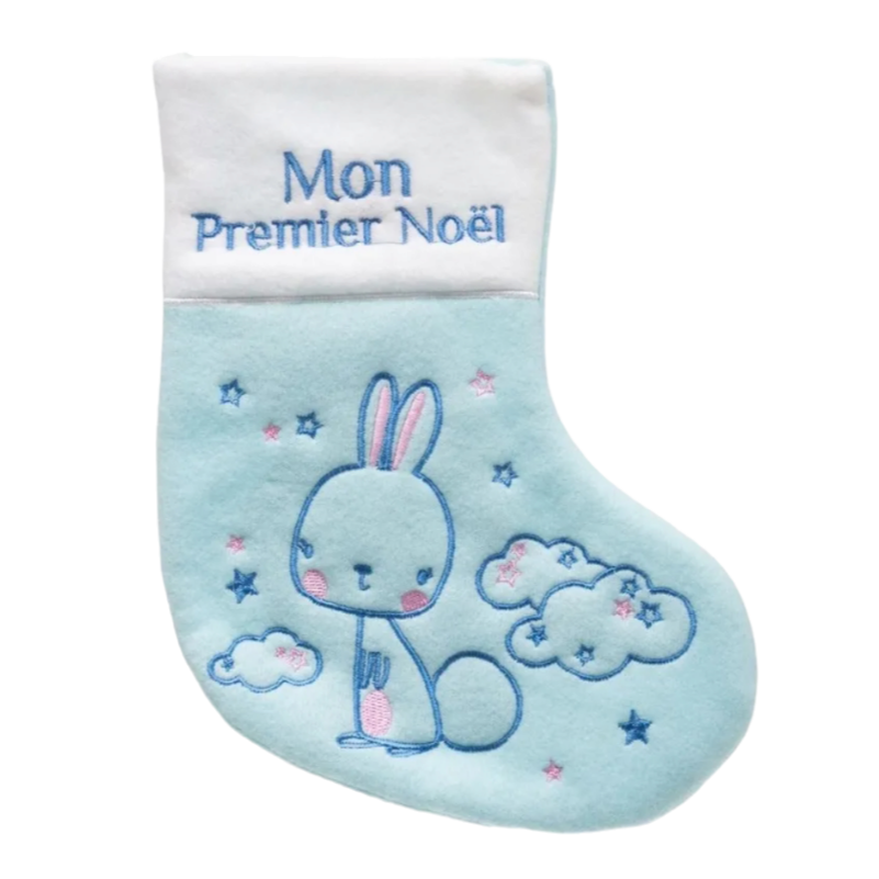 Chaussette "mon premier noël" bleu ou rose