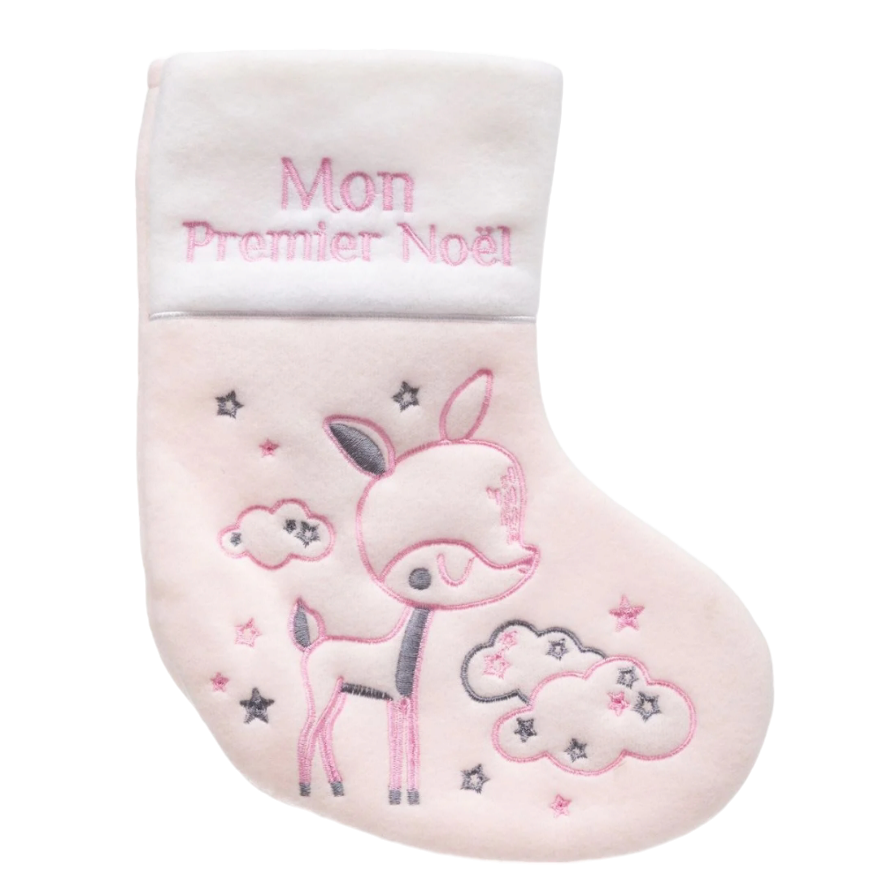 Chaussette "mon premier noël" bleu ou rose