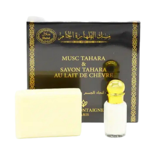 Coffret Musc Tahara et Savon au lait de chèvre Gris Montaigne Halal