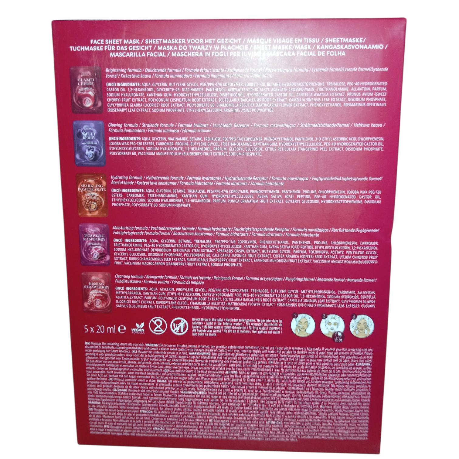 Coffret 5 masques en tissu visage Sence vegan – Soin hydratant et éclat