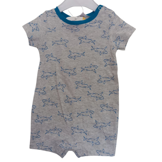 Combishort bébé Pommette bleu motif requins – 6 mois