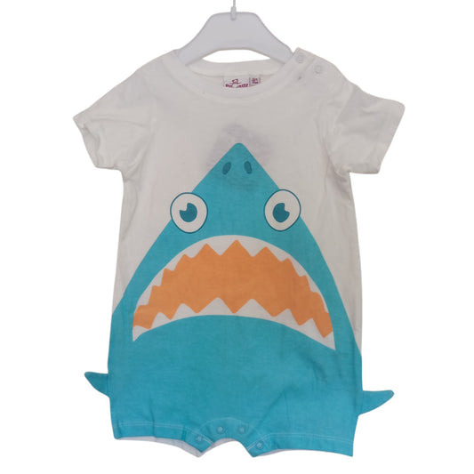 Combishort bébé Pommette 12 mois 100 % coton – motif requin