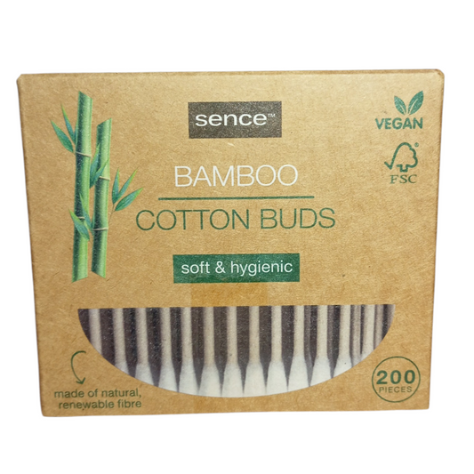 Cotons-tiges en bambou Vegan Sence Écologiques, biodégradables et polyvalents (boîte de 200)