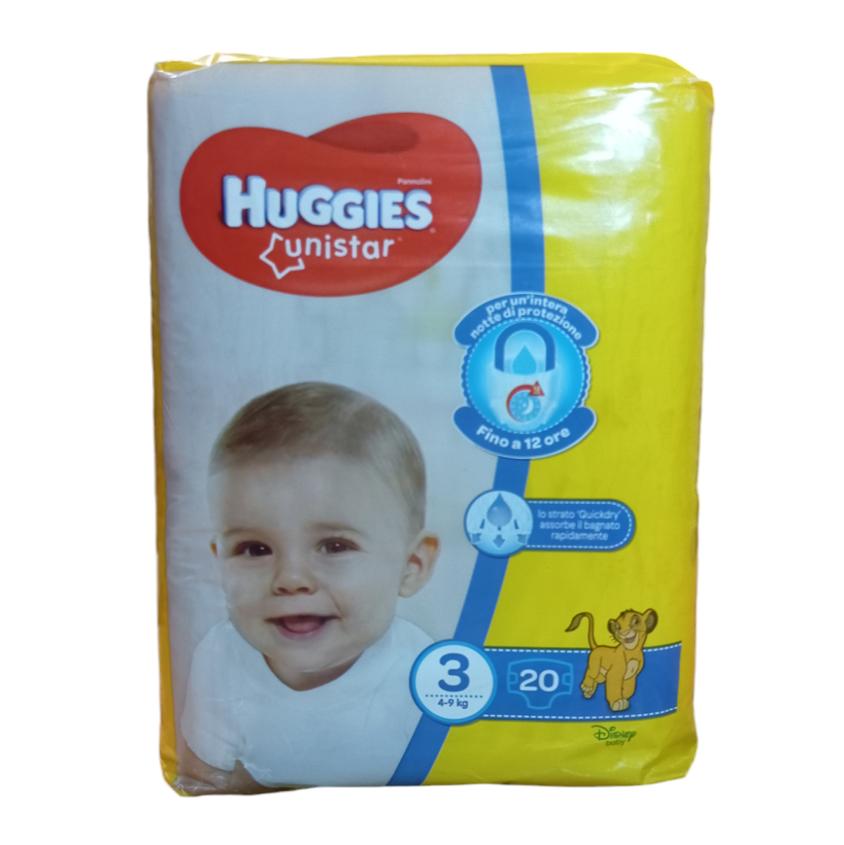 Couches Huggies Unistar X20 Taille 3 (4 à 9 Kg)