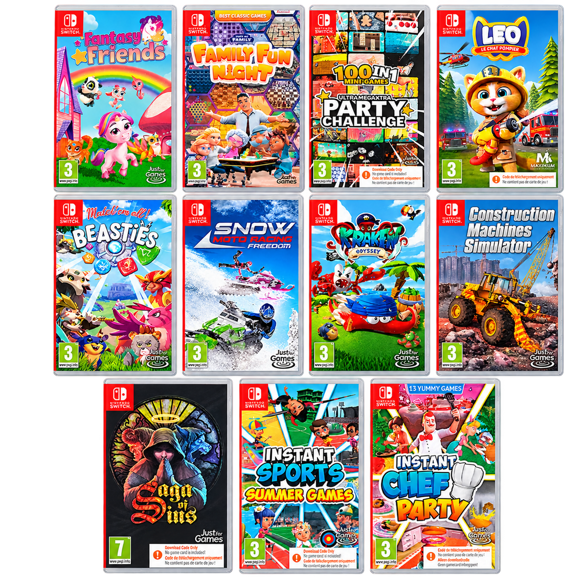 Lot de 94 jeux Nintendo Switch neufs sous blister – Lot revendeur – 11 titres
