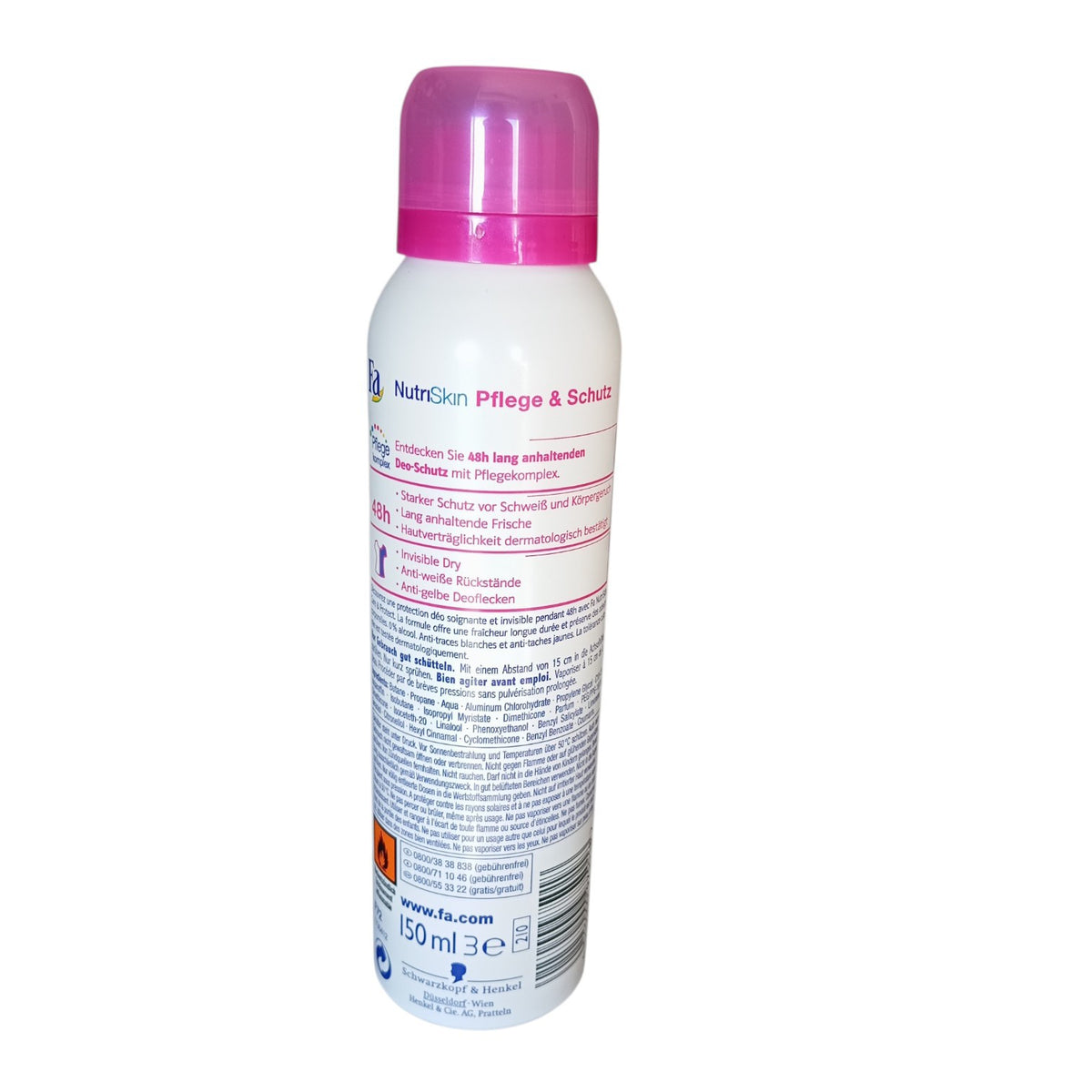 Déodorant FA NutriSkin 48h Invisible Dry 150 ml – inscriptions en allemand