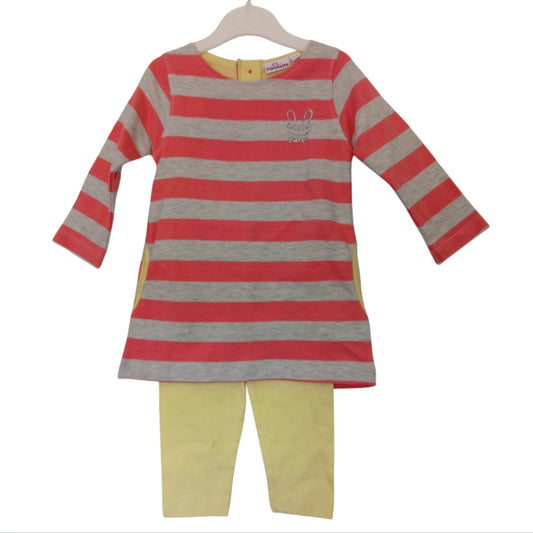 Ensemble bébé Pommette T-shirt manches longues rayé + legging – 12 mois