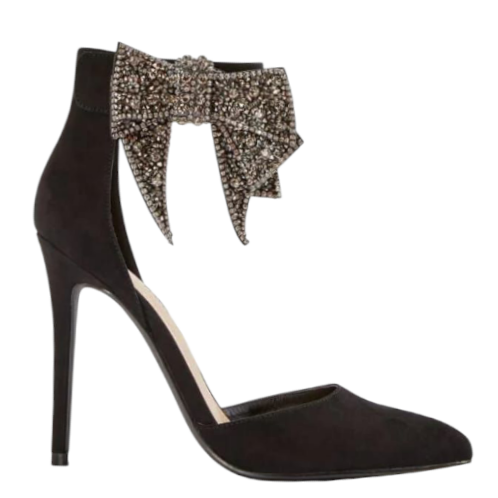 Escarpins JustFab Lucy Noir – Talon 10,8 cm – Nœud Strass – Pointure 40,5