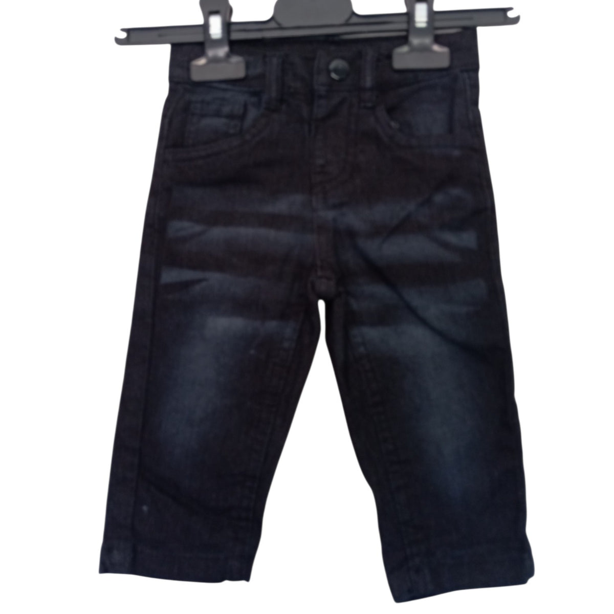 Jean bébé Pommette noir 12 mois – ceinture réglable et fermeture pression