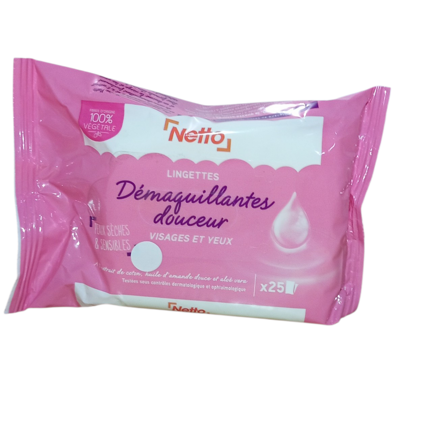 Lingettes démaquillantes douceur visage et yeux Peaux sensibles et sèches (X25)