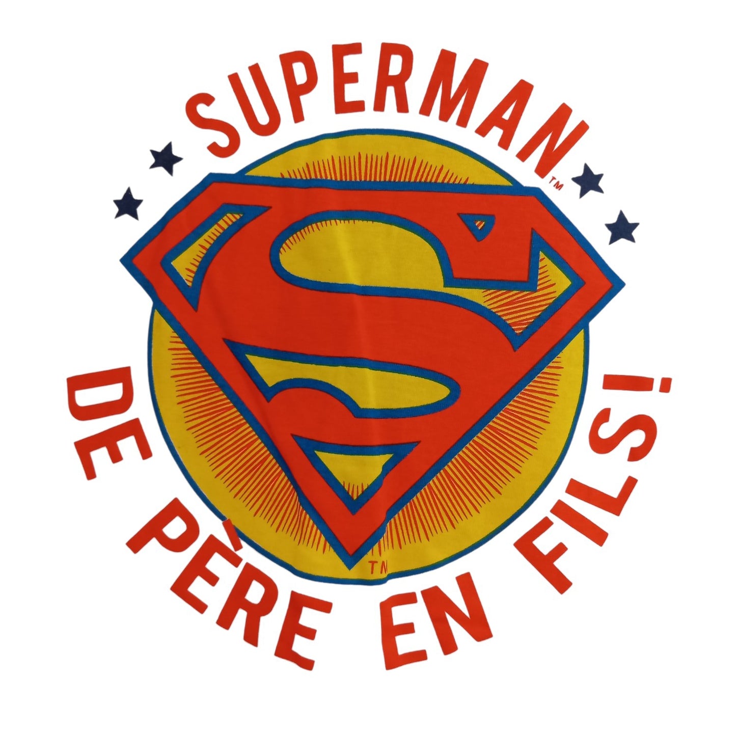 T-shirt Superman Enfant Blanc – « De Père en Fils » – 100 % Coton – Tailles 5 et 6 Ans