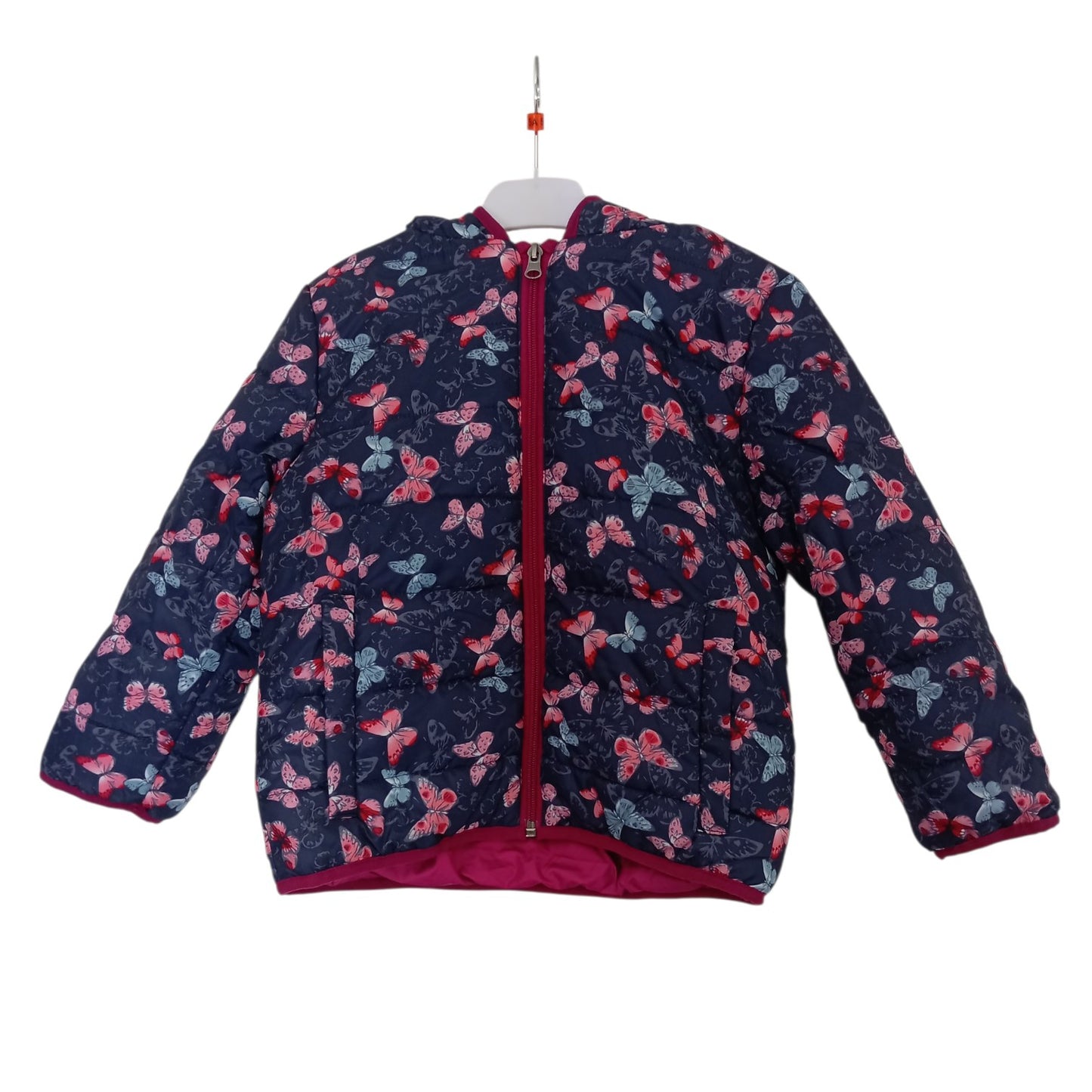 Manteau Matelassé Fille Eldys Bleu Marine à Capuche avec Motifs Papillons – Taille 5 Ans