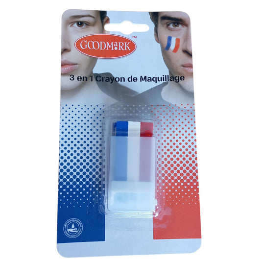 Maquillage Tricolore Bleu Blanc Rouge – Crayon 3 Couleurs Supporter France