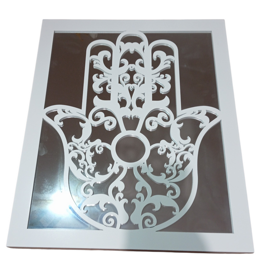 Cadre Miroir Main de Fatma 40x48 cm WOOD EA – Décoration Murale Orientale Moderne