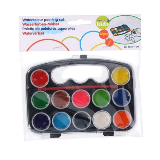 Ensemble Peinture Aquarelle 12 Couleurs avec Pinceau Topwrite Kids