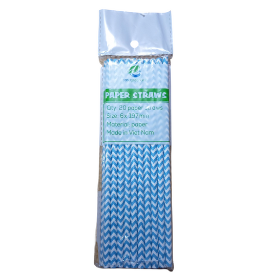 Lot de 20 Pailles en Papier Cartonné - EasyGreen – 3 coloris (Bleu, Rouge, Jaune)