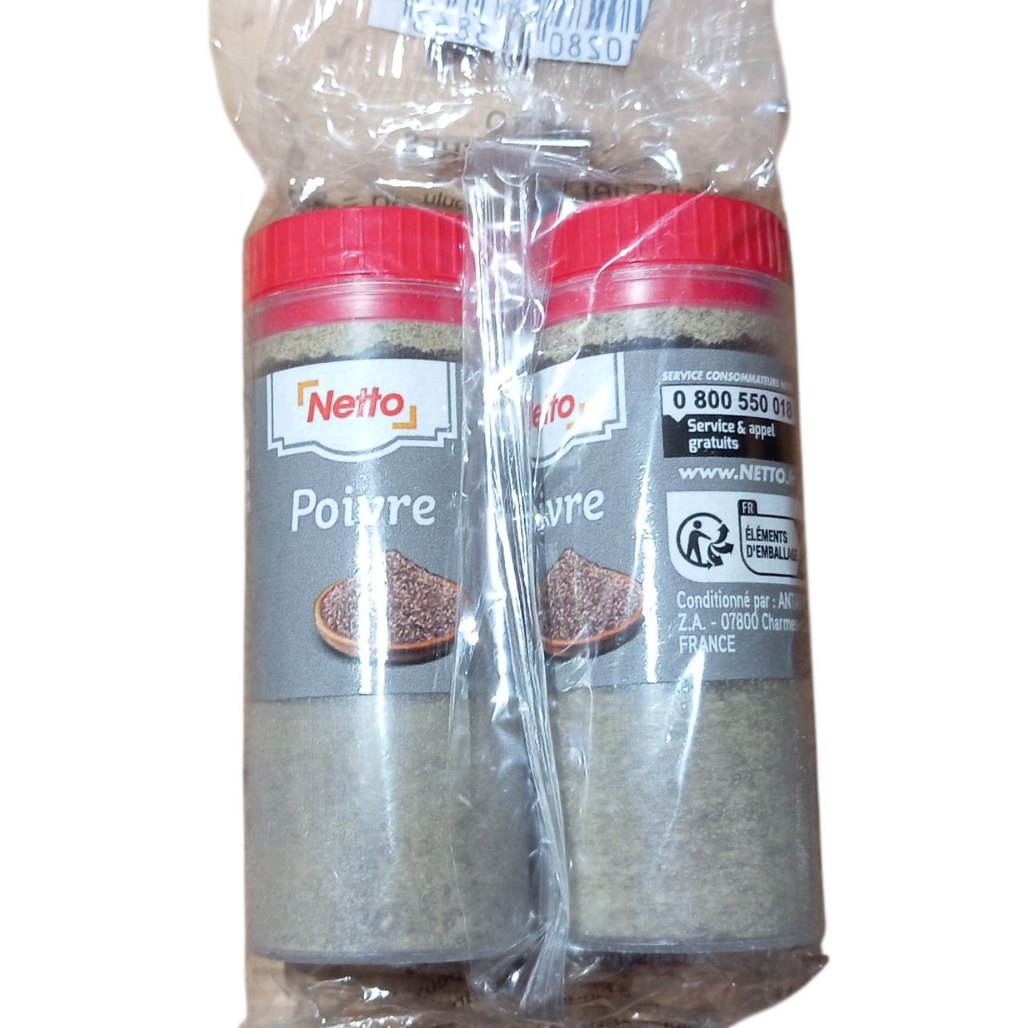 Lot de 2 poivres gris moulus (2x18g) Assaisonnement pratique et savoureux