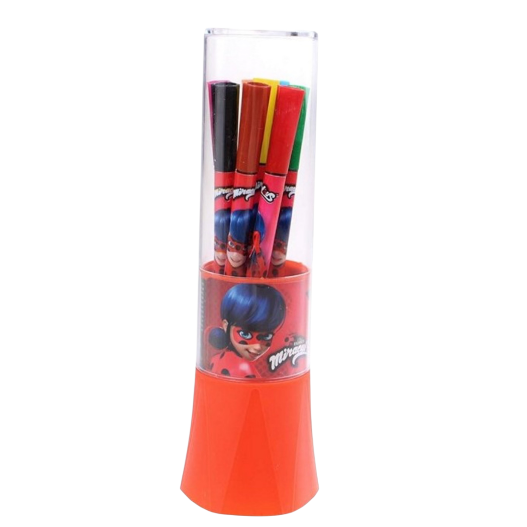 Feutres à pointes fines Miraculous Ladybug avec boîte de rangement