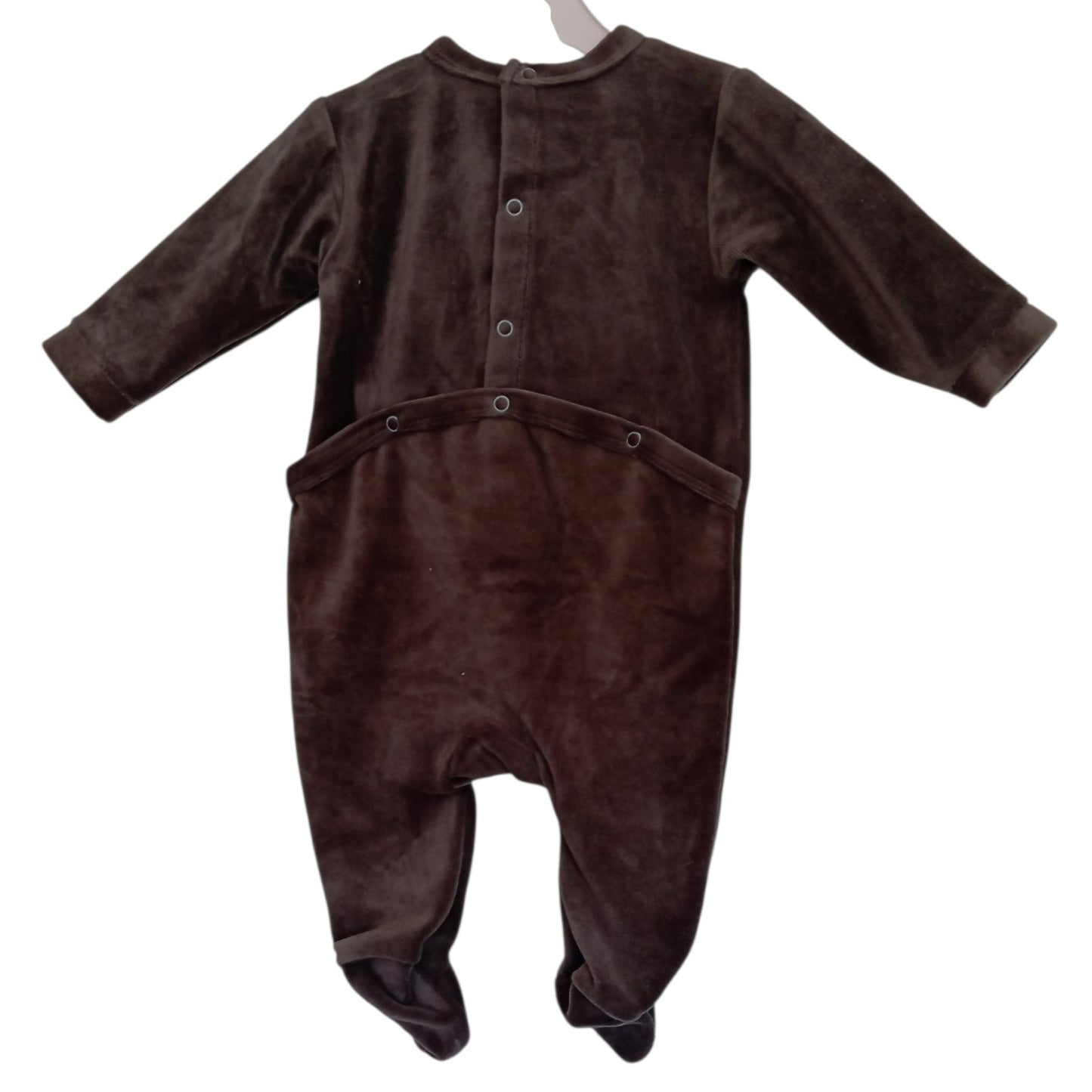 Pyjama Bébé 1 Pièce Gris avec Tracteur et Inscription Vroom! – Taille 3 Mois