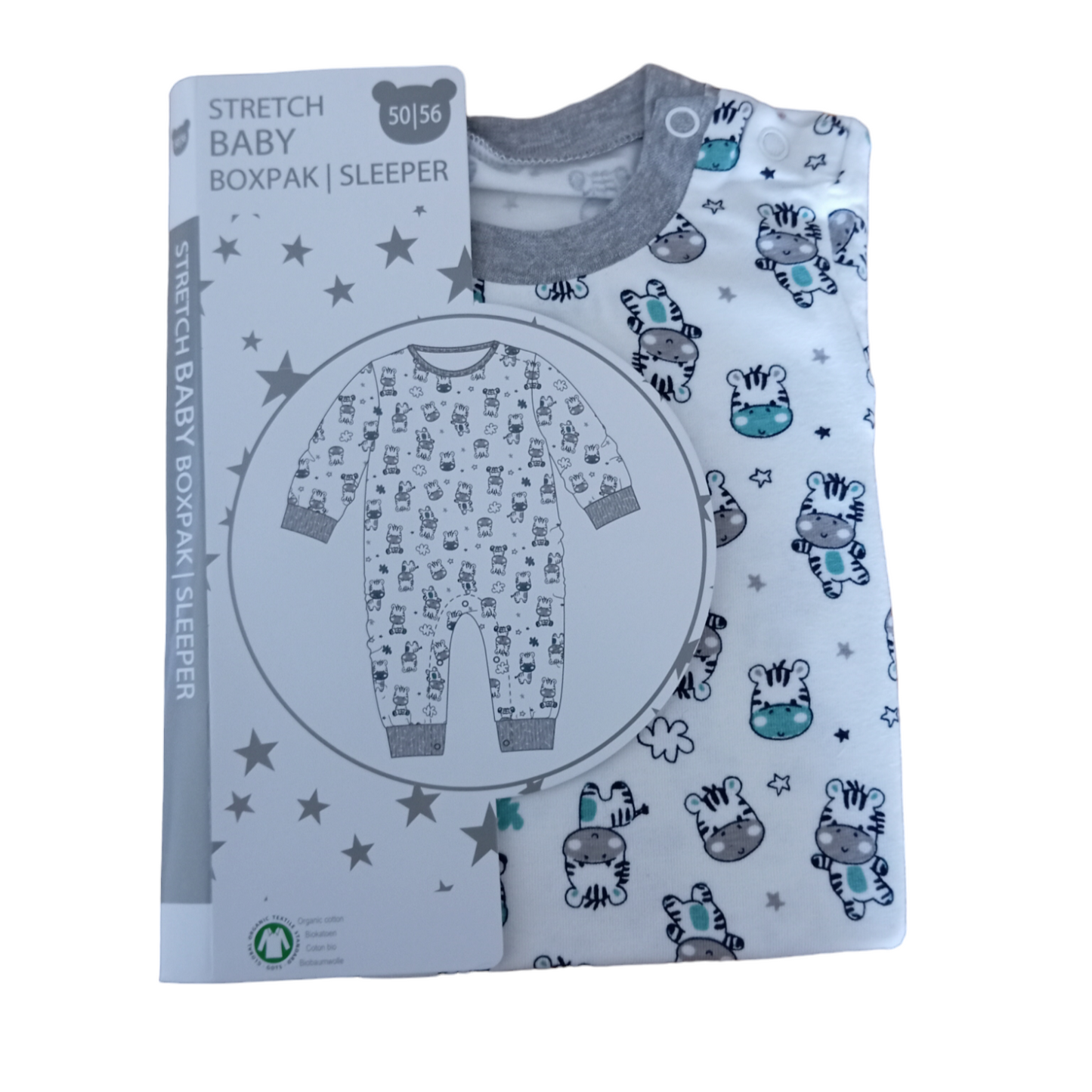 Barboteuse motif zèbre en coton bio