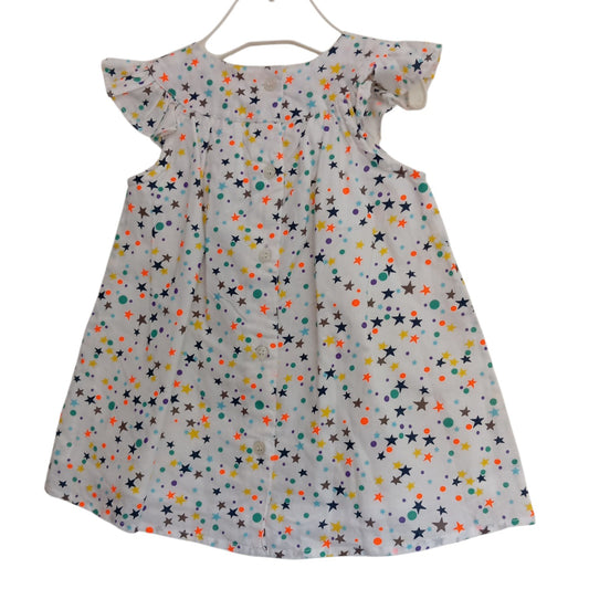 Robe Blanche Bébé Fille Pommette à Étoiles et Pois Multicolores – 6 Mois