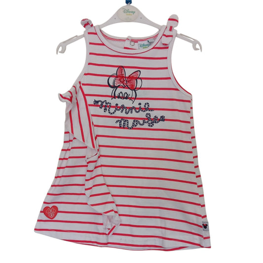 Robe bébé fille Disney Baby Minnie Mouse blanche à rayures rouges – 9 mois