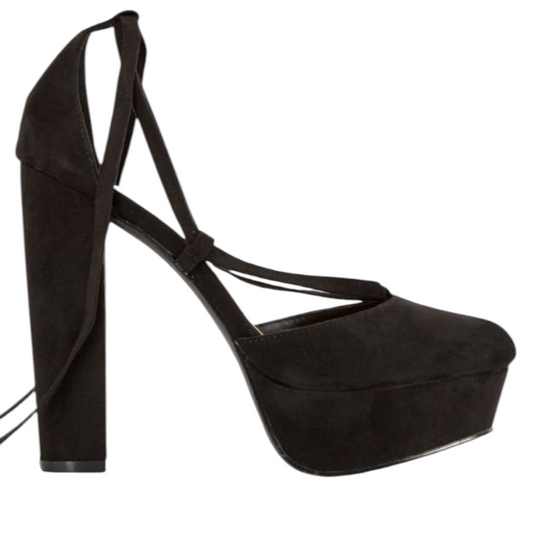 Sandales à Talon Haut JustFab Paxton – Noir en Simili Daim – Taille 40,5