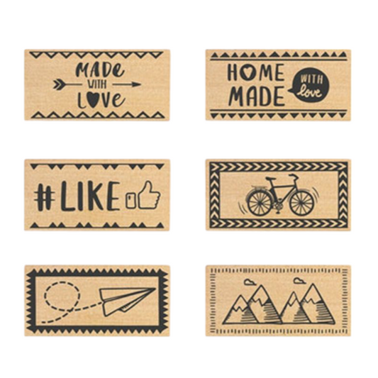 Tampon en bois lot de 6 modèles idéal DIY, scrapbooking