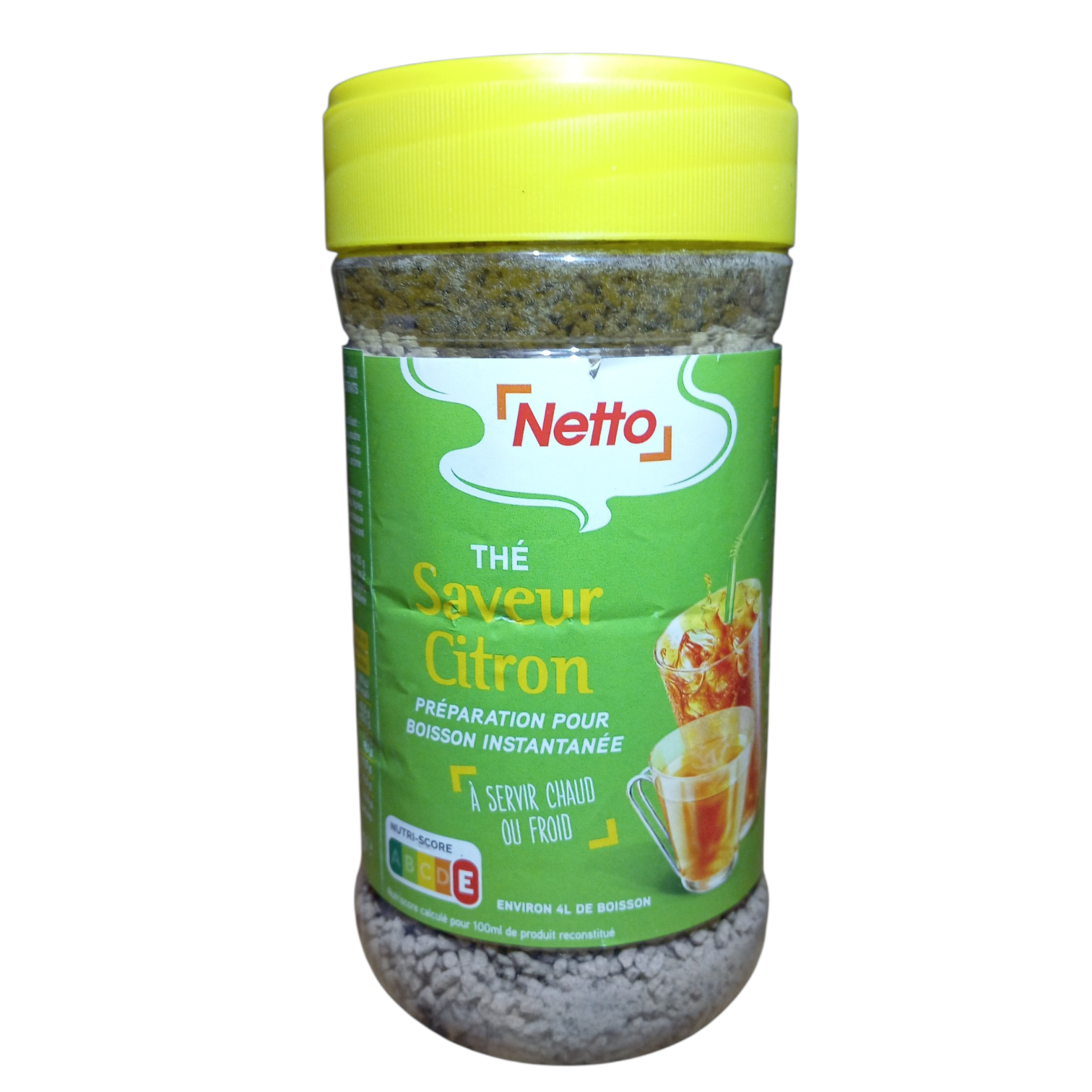 Thé saveur citron en granulés Netto 400 g – Préparation instantanée chaude ou froide