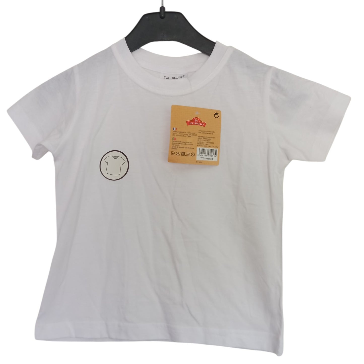 T-shirt Basic Enfant à Manches Courtes – 100 % Coton – Blanc ou Rouge – Garçon et Fille – Tailles 3, 5, 6 et 10 Ans