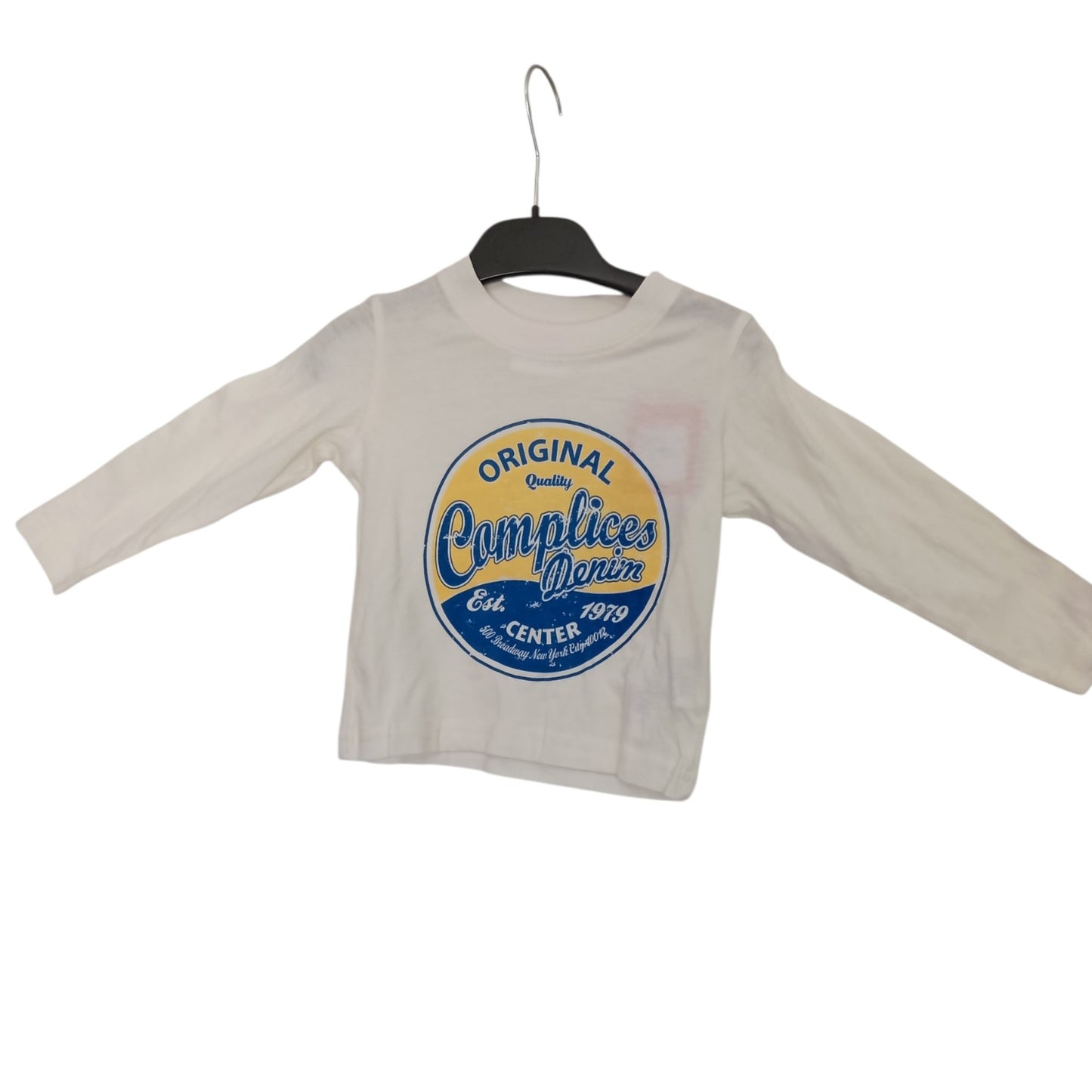 T-shirt Manches Longues Enfant Complices 100 % Coton – Blanc ou Bleu – 2 Ans