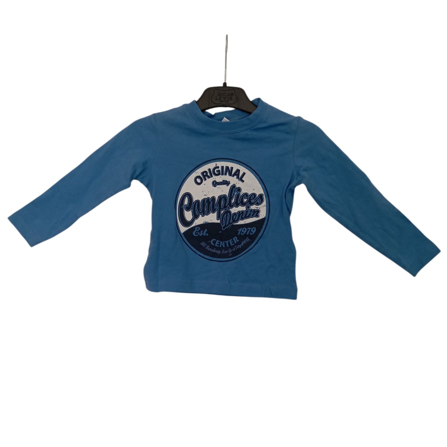 T-shirt Manches Longues Enfant Complices 100 % Coton – Blanc ou Bleu – 2 Ans