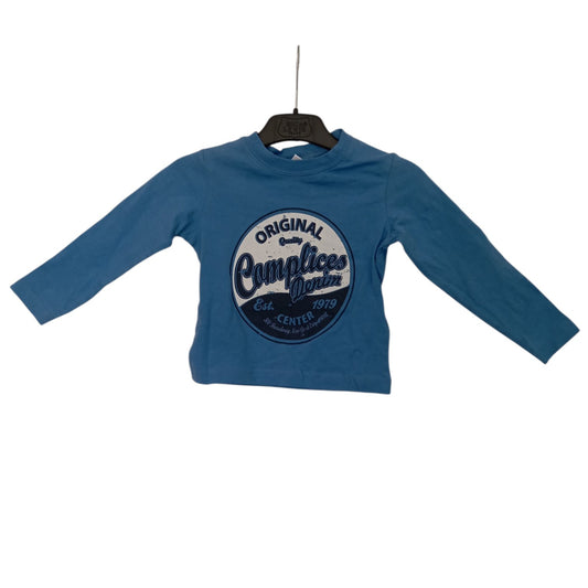 T-shirt Manches Longues Enfant Complices 100 % Coton – Blanc ou Bleu – 2 Ans