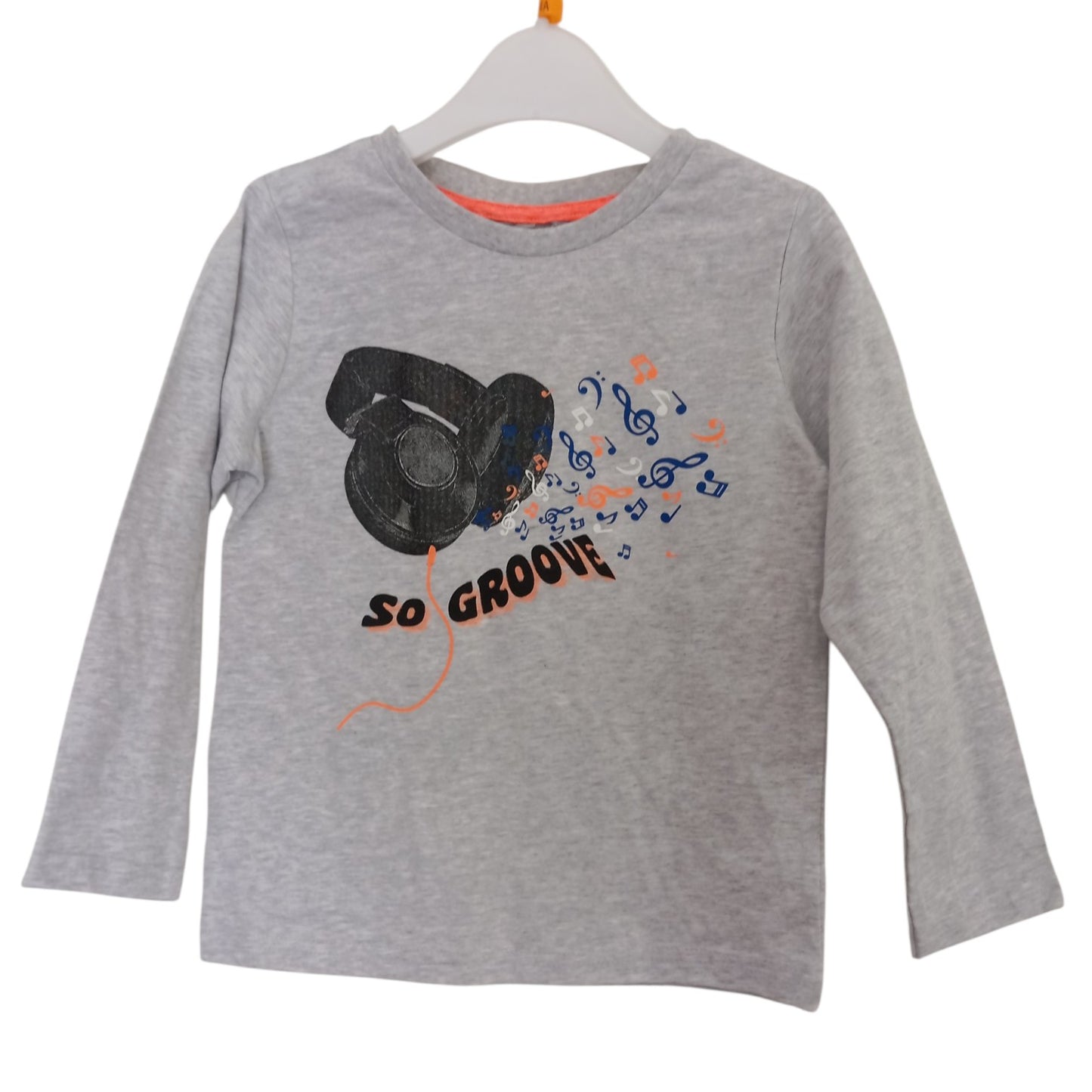 T-shirt Enfant Gris à Manches Longues So Groove – 100 % Coton – Tailles 4 Ans et 8 Ans