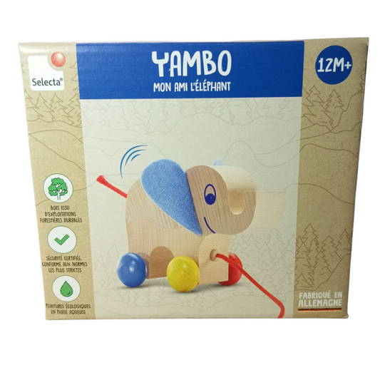 L’Éléphant Yambo – Jouet en Bois à Tirer