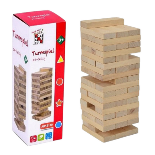 Tour à Empiler en Bois 54 Pièces – Jeu d’Équilibre pour Enfants et Adultes dès 3 Ans