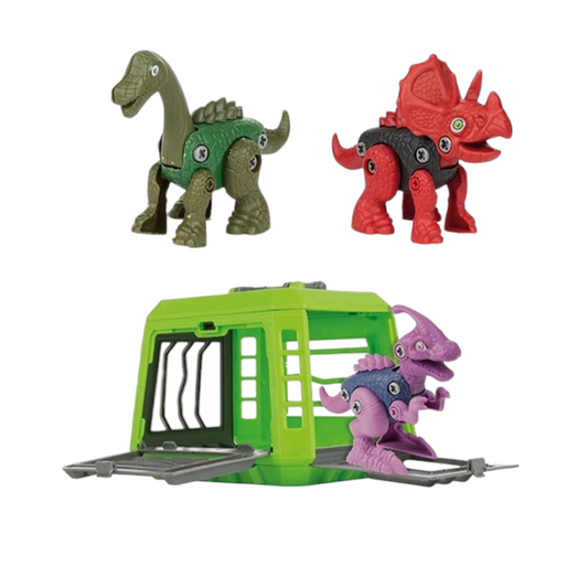 World of Dinosaurs – Construisez Votre Dinosaure avec Cage et Tournevis (Variante Aléatoire)