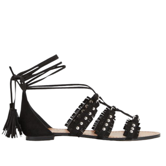 Sandales plates JustFab Nikole – Couleur Noir – Taille 38 Femme Été